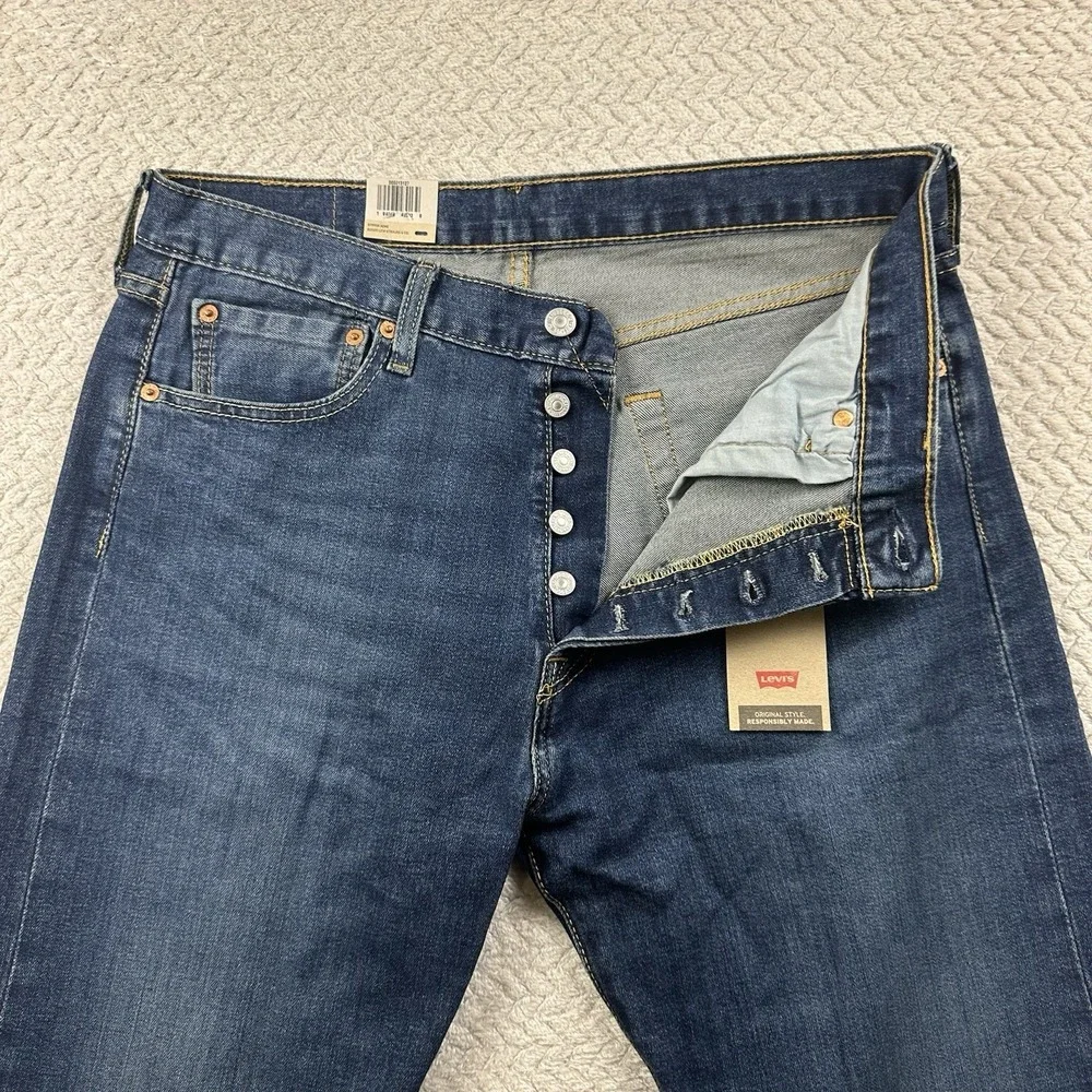 NWT Levis 501 XX Mens 34x36 Button Fly Original Stretch Tall Denim Medium‎ wash